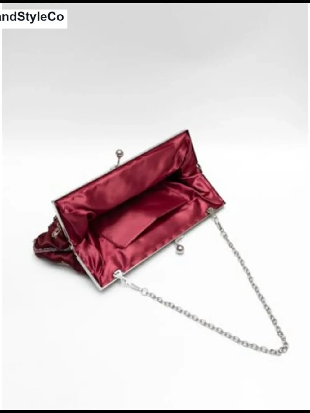 Beaded Butterfly Floral Evening Clutch Kiss Lock Purse Detachable Chain